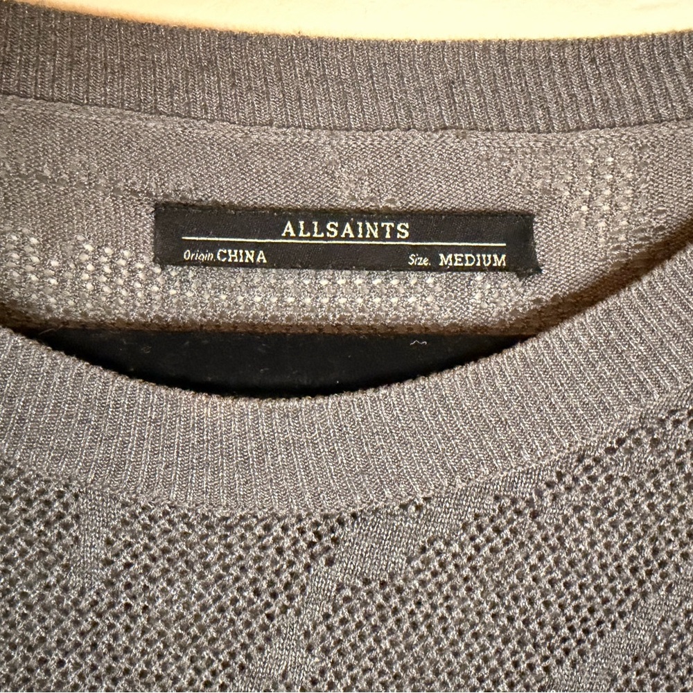AllSaints Charcoal Textured Short-Sleeved Knit Sweater - Picture 2 of 3